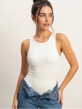 Double Zero High Neck Tank Bodysuit - White Large